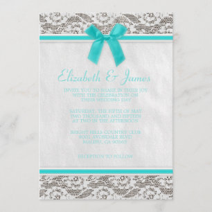 Teal Country Lace Wedding Invitations