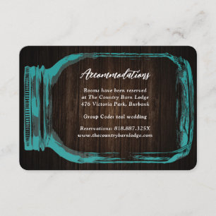 Teal Country Wedding Hotel Accommodation Card