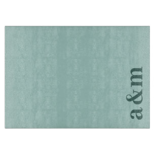 Teal Couple Initials Monogram Minimalist Cutting Board