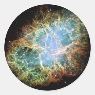 Teal Crab Nebula Classic Round Sticker