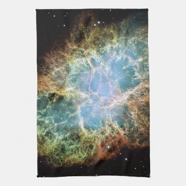 Teal Crab Nebula Kitchen Towel (Vertical)