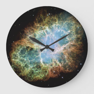 Teal Crab Nebula Large Clock