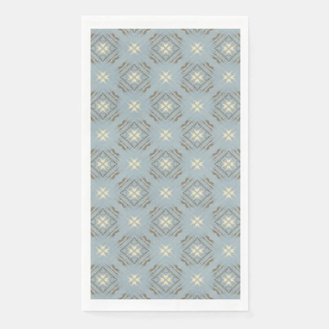 Teal, Cream, & Brown Diamonds Chequerboard Pattern Napkin (Front)