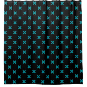 Teal cross stitches on black