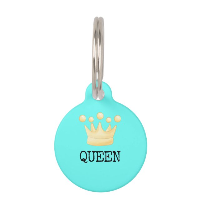 Teal Crown Princess Queen Pet Pet Tag (Front)