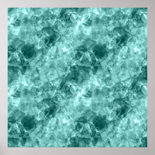 Teal Crumpled Texture Poster (Front)