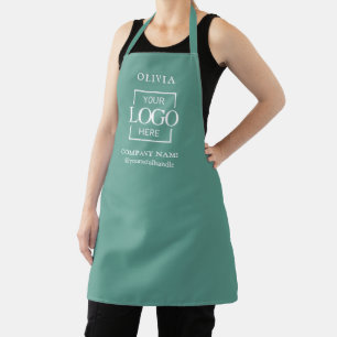 Teal Custom Business Logo & Employee Name Branded Apron