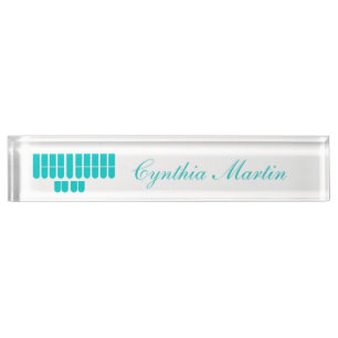 Teal custom court reporter name plate