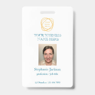 Teal Custom Employee Photo Company Logo QR Code Badge