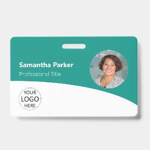 Teal Custom Employee - Photo, Logo, Barcode, Name Badge