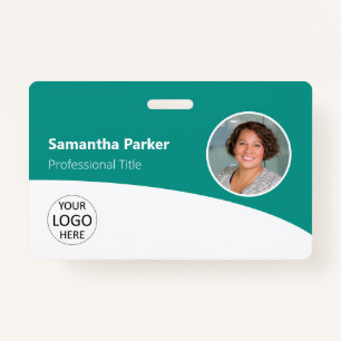 Teal Custom Employee - Photo, Logo, Barcode, Name Badge