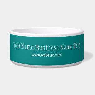 Teal Custom Logo Photo & Name Pet Bowl