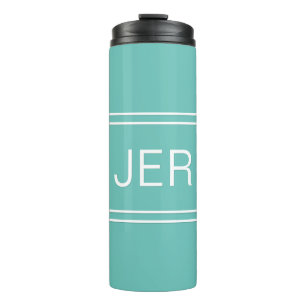 Teal Custom Monogram Travel  Thermal Tumbler