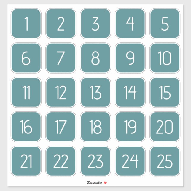 Teal Customizable Square Number Stickers  (Feuille)