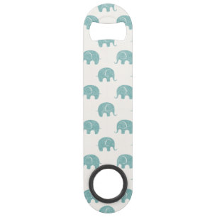 Teal Cute Elephant Pattern Bar Key