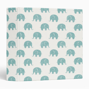 Teal Cute Elephant Pattern Binder