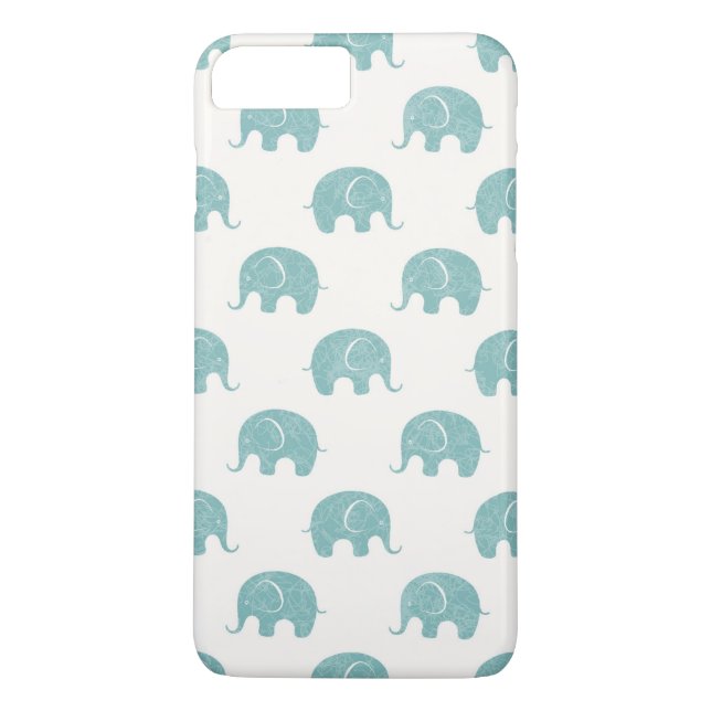 Teal Cute Elephant Pattern Case-Mate iPhone Case (Back)
