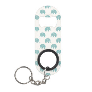 Teal Cute Elephant Pattern Mini Bottle Opener