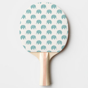Teal Cute Elephant Pattern Ping Pong Paddle