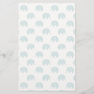 Teal Cute Elephant Pattern Stationery
