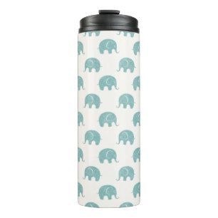 Teal Cute Elephant Pattern Thermal Tumbler
