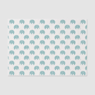 Teal Cute Elephant Pattern Tissue Paper