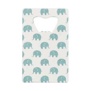Teal Cute Elephant Pattern Wallet Bottle Opener