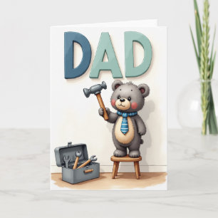 Teal Dad Bear Tool Card