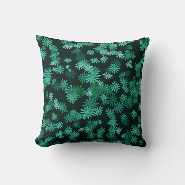 Teal Daisies Throw Pillow (Front)