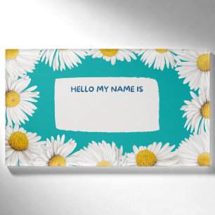 Teal Daisy Name Tag