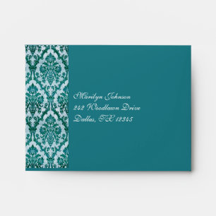 Teal Damask A2 Envelope for Reply Card & Note Card