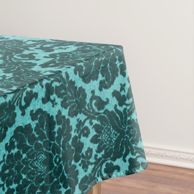 Teal Damask Classic Multi-Size Tablecloth (In Situ)