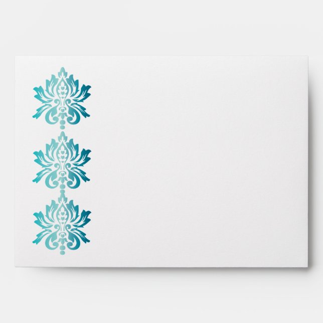 Teal Damask Envelope (Front)