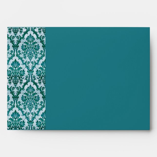 Teal Damask Envelope for 5"x7" Sizes (Front)