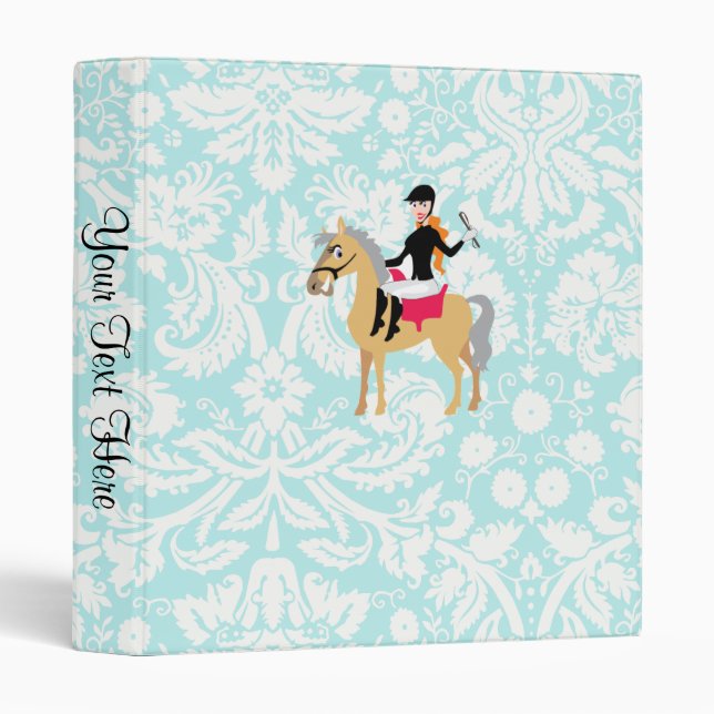 Teal Damask Equestrian Binder (Front/Spine)