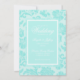 Teal damask invitation