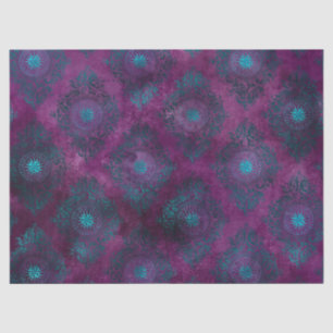 Teal Damask on Purple Decoupage Tissue Paper