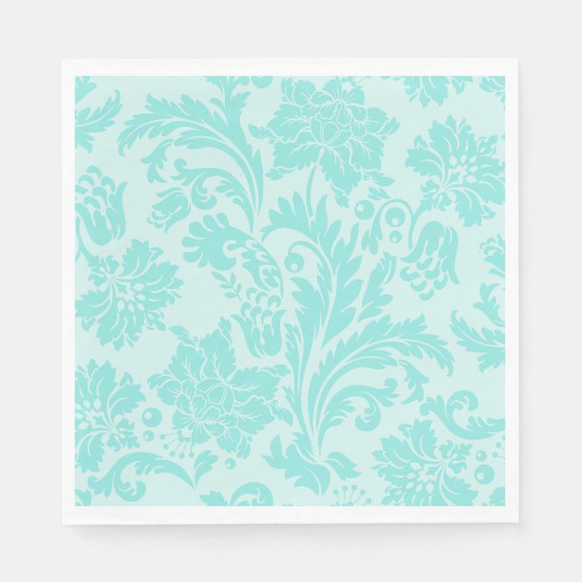 Teal damask paper napkin (Front)