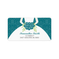 Teal Damask Pattern Bridal Shower