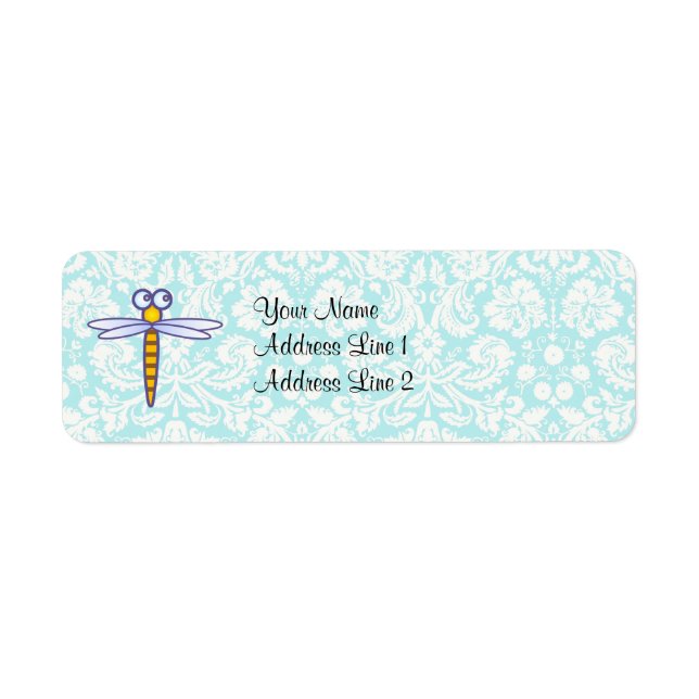 Teal Damask Pattern Dragonfly (Front)