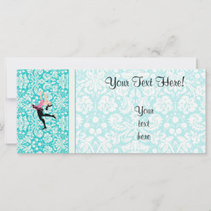 Teal Damask Pattern Ice Skating