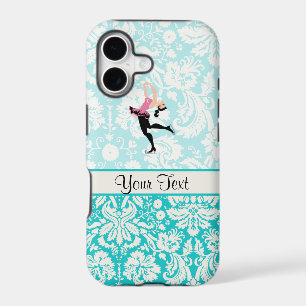 Teal Damask Pattern Ice Skating