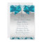 Teal Damask Pearl Bow Quinceanera Invite
