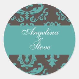 Teal damask stickers