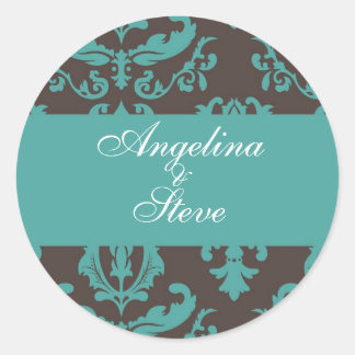 Teal damask stickers