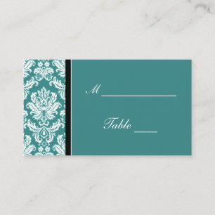 Teal Damask Wedding Placecard Holders