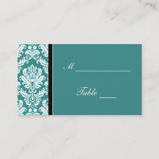 Teal Damask Wedding Placecard Holders (Front)