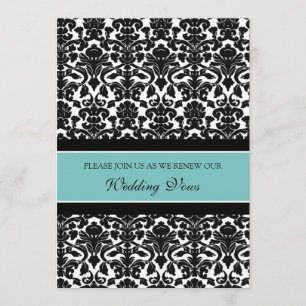 Teal Damask Wedding Vow Renewal Invitations