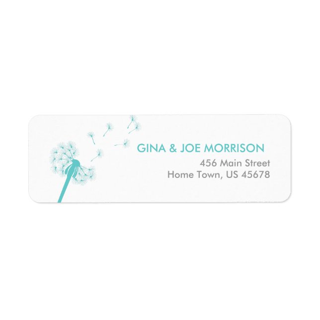Teal Dandelion Address Return (Front)