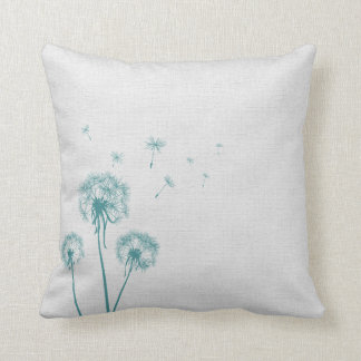 Teal Dandelion Throw Pillow